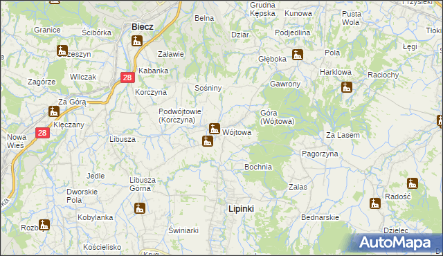 mapa Wójtowa, Wójtowa na mapie Targeo