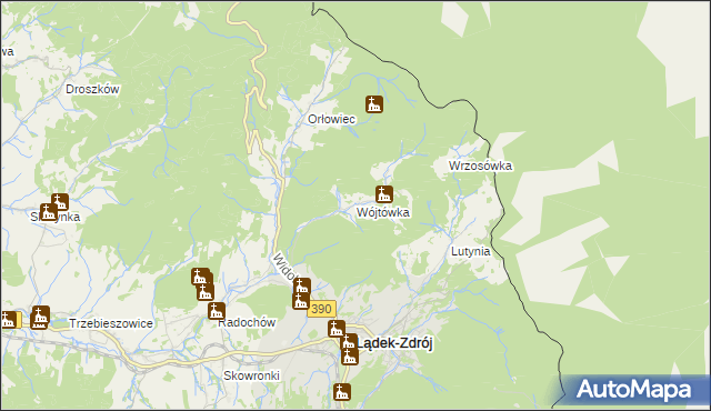 mapa Wójtówka gmina Lądek-Zdrój, Wójtówka gmina Lądek-Zdrój na mapie Targeo