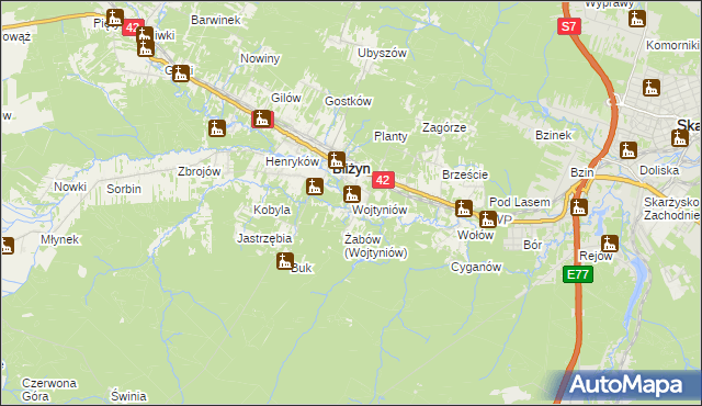 mapa Wojtyniów, Wojtyniów na mapie Targeo