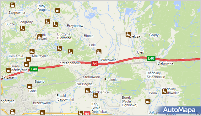 mapa Wokowice, Wokowice na mapie Targeo