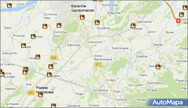 mapa Wola Baranowska, Wola Baranowska na mapie Targeo