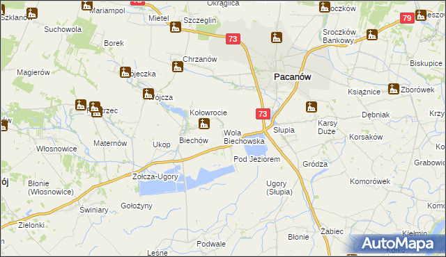 mapa Wola Biechowska, Wola Biechowska na mapie Targeo