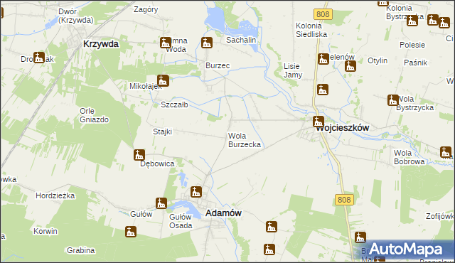 mapa Wola Burzecka, Wola Burzecka na mapie Targeo