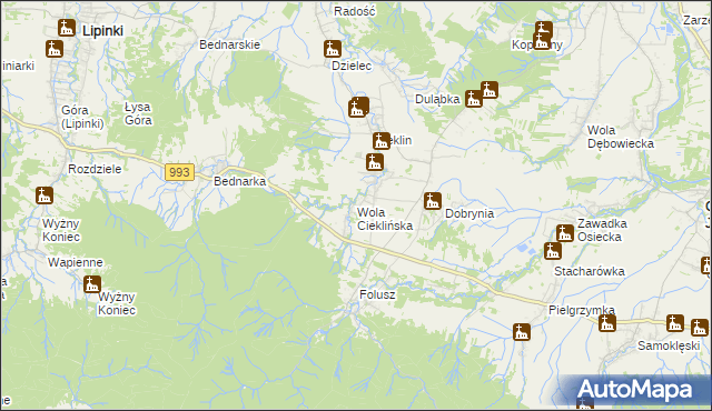 mapa Wola Cieklińska, Wola Cieklińska na mapie Targeo