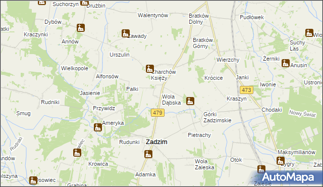 mapa Wola Dąbska, Wola Dąbska na mapie Targeo