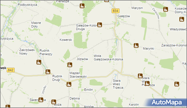 mapa Wola Gałęzowska-Kolonia, Wola Gałęzowska-Kolonia na mapie Targeo