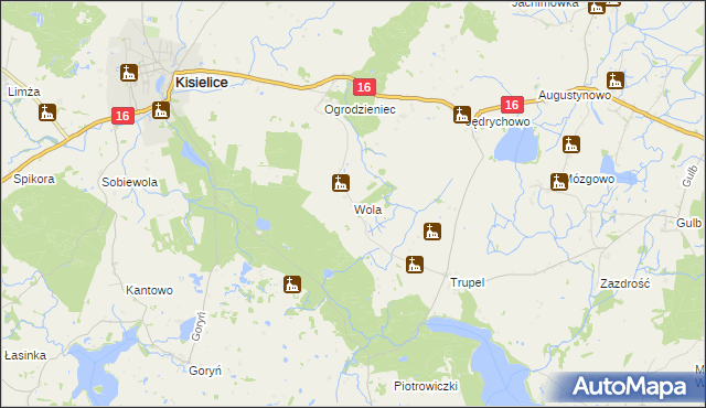 mapa Wola gmina Kisielice, Wola gmina Kisielice na mapie Targeo