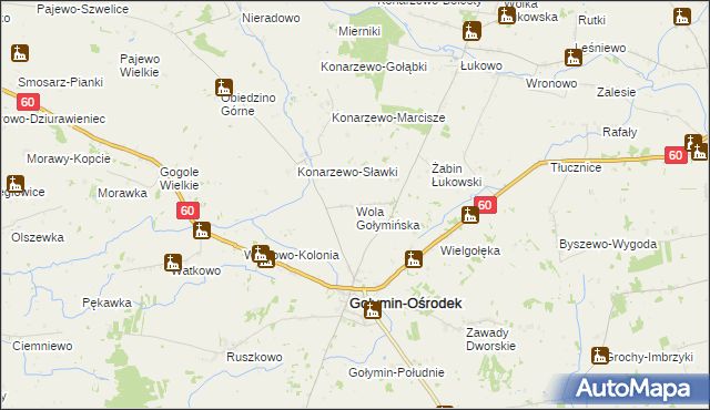 mapa Wola Gołymińska, Wola Gołymińska na mapie Targeo