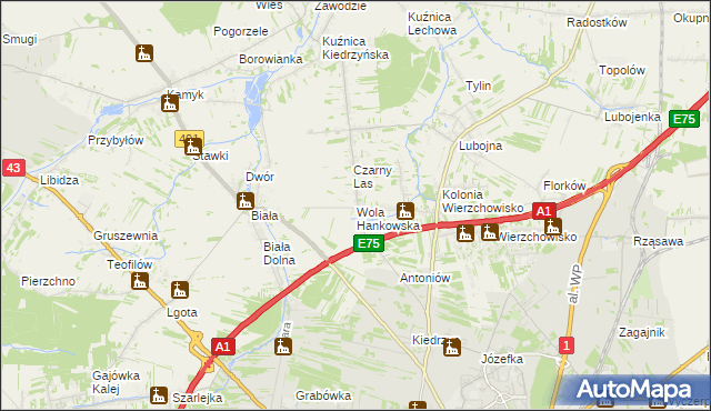 mapa Wola Hankowska, Wola Hankowska na mapie Targeo