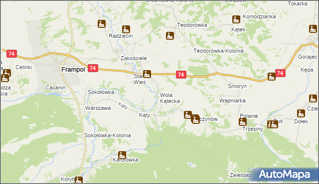 mapa Wola Kątecka, Wola Kątecka na mapie Targeo