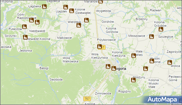 mapa Wola Kiełczyńska, Wola Kiełczyńska na mapie Targeo