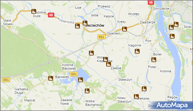 mapa Wola Klasztorna, Wola Klasztorna na mapie Targeo