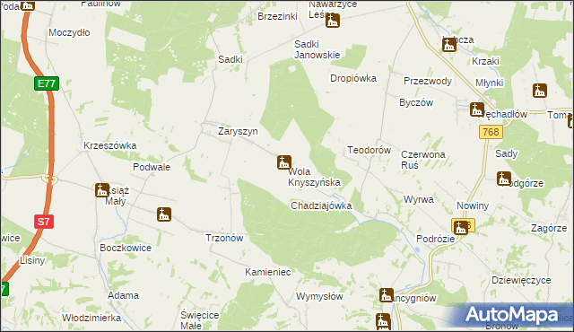 mapa Wola Knyszyńska, Wola Knyszyńska na mapie Targeo