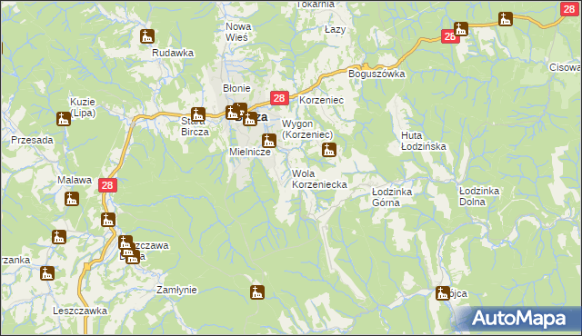 mapa Wola Korzeniecka, Wola Korzeniecka na mapie Targeo