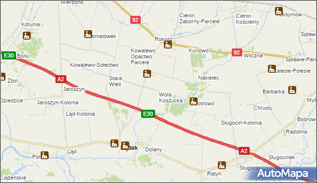 mapa Wola Koszucka, Wola Koszucka na mapie Targeo