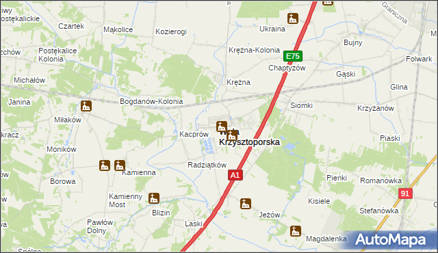 mapa Wola Krzysztoporska, Wola Krzysztoporska na mapie Targeo