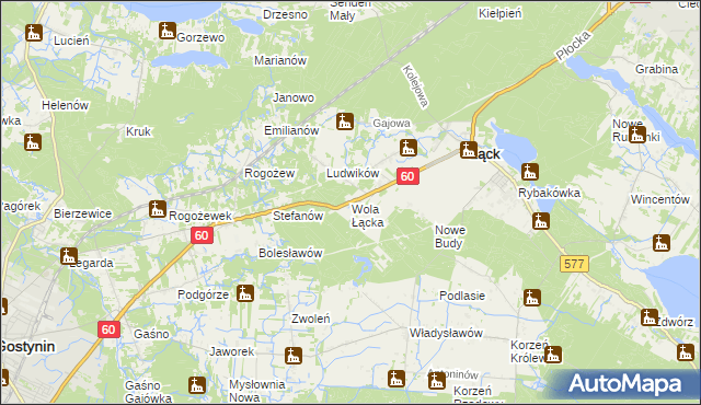 mapa Wola Łącka, Wola Łącka na mapie Targeo