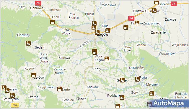 mapa Wola Łagowska, Wola Łagowska na mapie Targeo