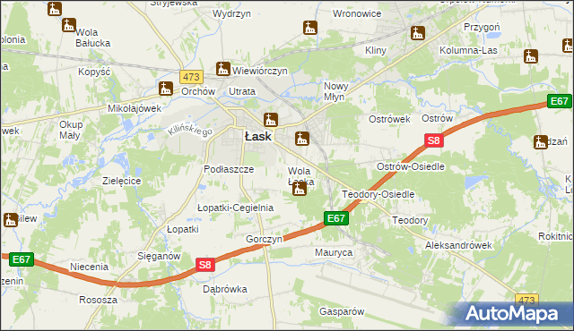 mapa Wola Łaska, Wola Łaska na mapie Targeo