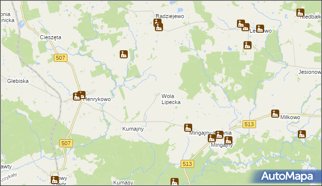 mapa Wola Lipecka, Wola Lipecka na mapie Targeo