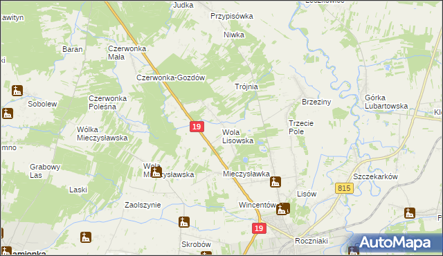 mapa Wola Lisowska, Wola Lisowska na mapie Targeo