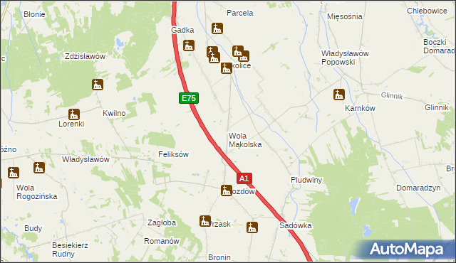 mapa Wola Mąkolska, Wola Mąkolska na mapie Targeo