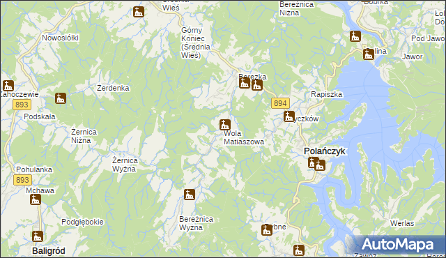 mapa Wola Matiaszowa, Wola Matiaszowa na mapie Targeo