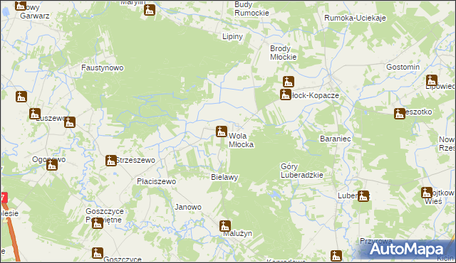 mapa Wola Młocka, Wola Młocka na mapie Targeo