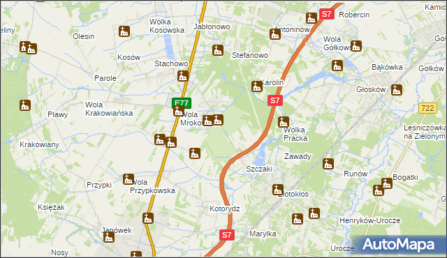 mapa Wola Mrokowska, Wola Mrokowska na mapie Targeo