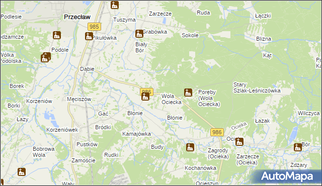 mapa Wola Ociecka, Wola Ociecka na mapie Targeo