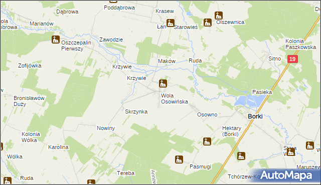 mapa Wola Osowińska, Wola Osowińska na mapie Targeo