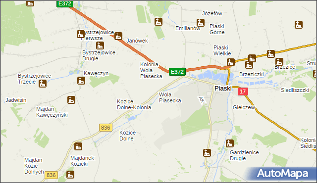 mapa Wola Piasecka, Wola Piasecka na mapie Targeo