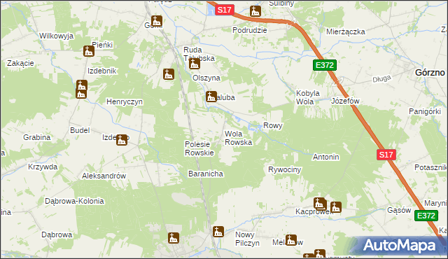 mapa Wola Rowska, Wola Rowska na mapie Targeo