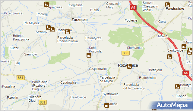 mapa Wola Roźwienicka, Wola Roźwienicka na mapie Targeo