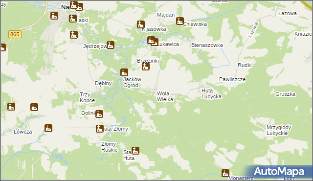 mapa Wola Wielka gmina Narol, Wola Wielka gmina Narol na mapie Targeo