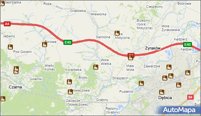 mapa Wola Wielka gmina Żyraków, Wola Wielka gmina Żyraków na mapie Targeo