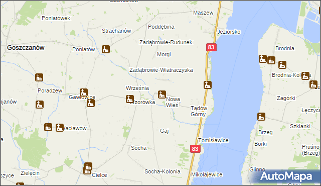 mapa Wola Zadąbrowska, Wola Zadąbrowska na mapie Targeo