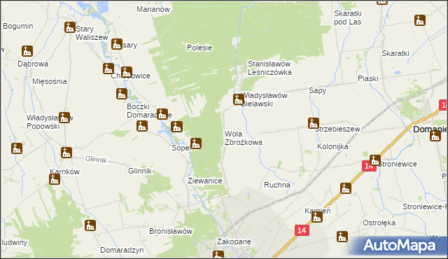 mapa Wola Zbrożkowa, Wola Zbrożkowa na mapie Targeo