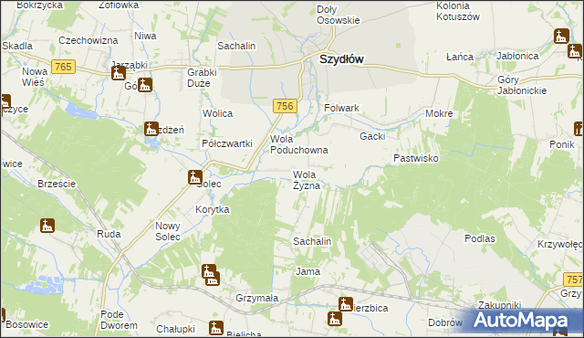 mapa Wola Żyzna, Wola Żyzna na mapie Targeo