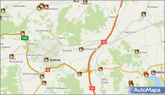 mapa Wolbromek, Wolbromek na mapie Targeo