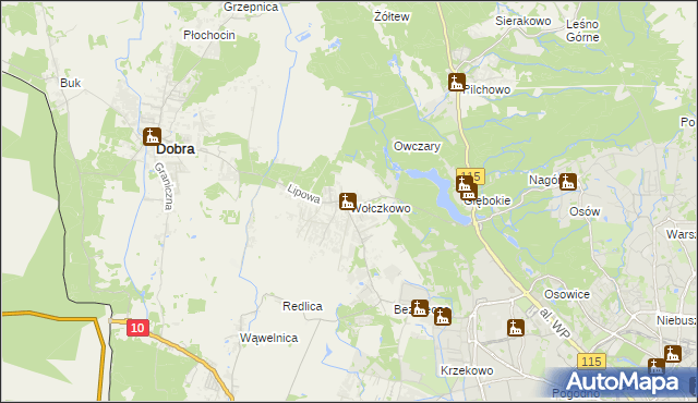 mapa Wołczkowo, Wołczkowo na mapie Targeo