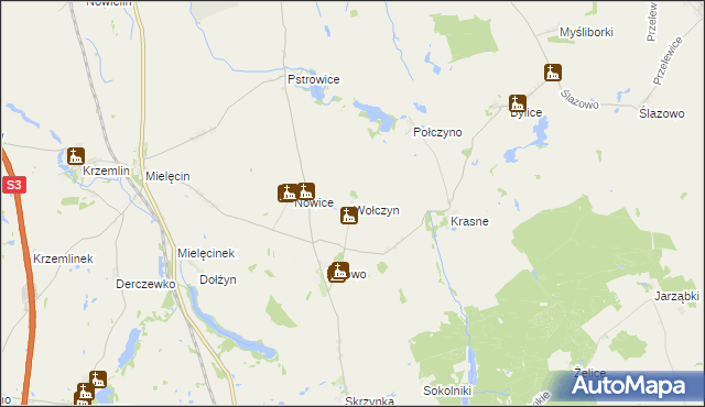 mapa Wołczyn gmina Lipiany, Wołczyn gmina Lipiany na mapie Targeo