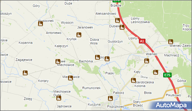 mapa Wolica gmina Brześć Kujawski, Wolica gmina Brześć Kujawski na mapie Targeo