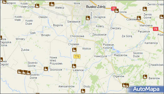 mapa Wolica gmina Busko-Zdrój, Wolica gmina Busko-Zdrój na mapie Targeo