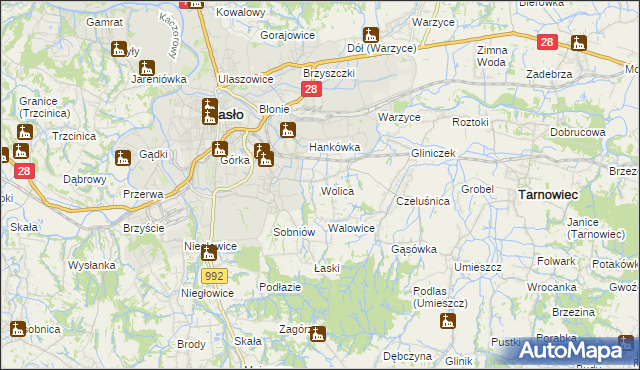 mapa Wolica gmina Jasło, Wolica gmina Jasło na mapie Targeo