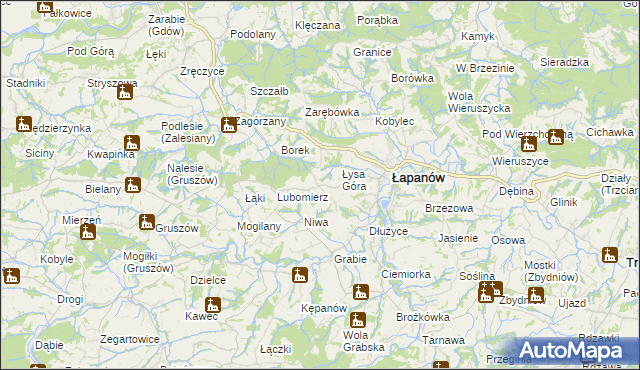 mapa Wolica gmina Łapanów, Wolica gmina Łapanów na mapie Targeo