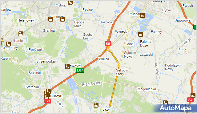 mapa Wolica gmina Nadarzyn, Wolica gmina Nadarzyn na mapie Targeo