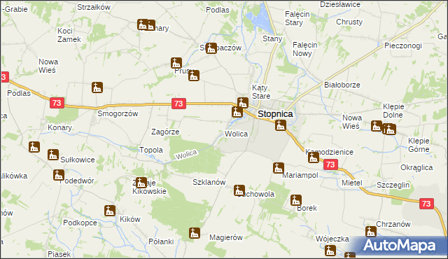 mapa Wolica gmina Stopnica, Wolica gmina Stopnica na mapie Targeo