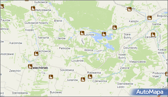 mapa Wolica gmina Żelechlinek, Wolica gmina Żelechlinek na mapie Targeo