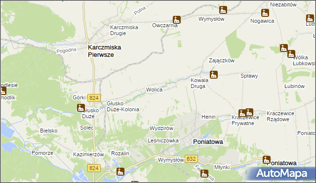 mapa Wolica-Kolonia gmina Karczmiska, Wolica-Kolonia gmina Karczmiska na mapie Targeo